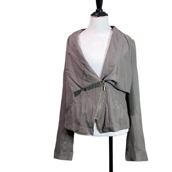 Halogen Drape Front Moto Style Jacket Tan Soft Fabric - Picture 1 of 11